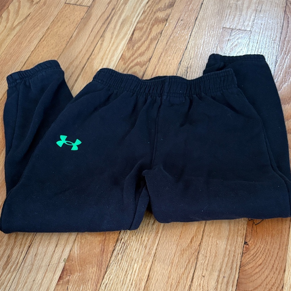 Under Armour Kids Black Joggers with Green Logo